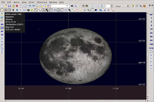 3D мапа поверхні Місяця у вікні програми-планетарія